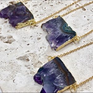 RAW Amethyst 14k Gold Quartz Crystal Necklace